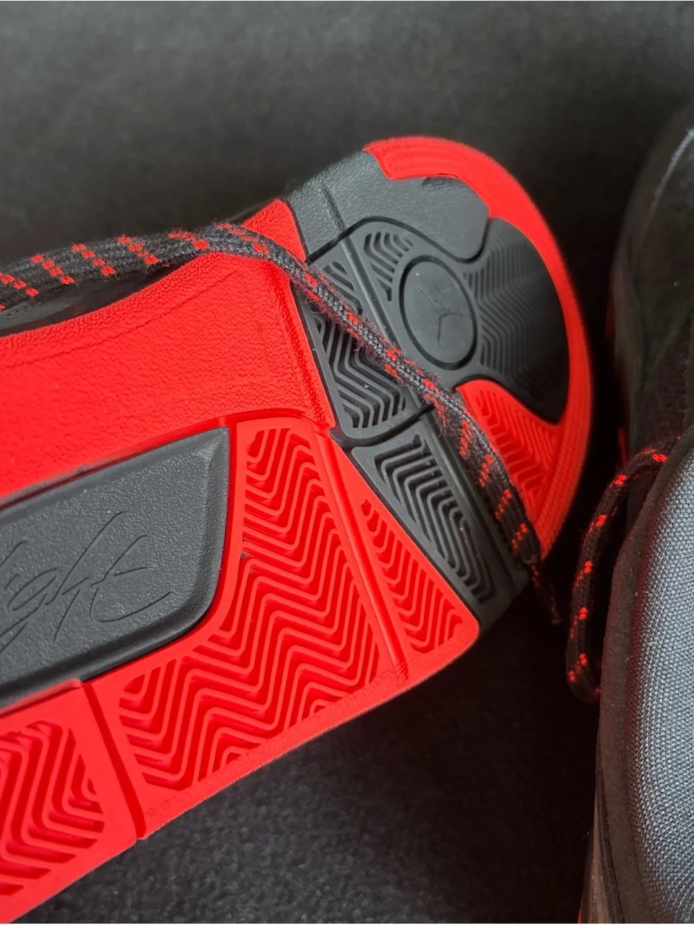 Jordan Men's Black and Red Low-Top Suede Sneakers